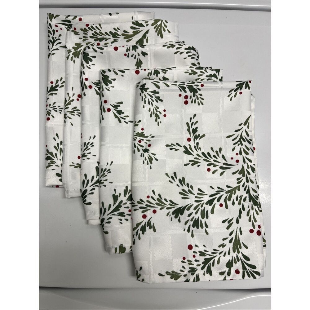Food Network Microfiber Polyester Square Formal Dinner Napkins Set of 5 Holiday